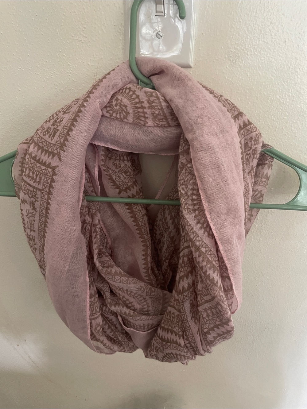 Blush Pink Geo-Print Infinity Scarf